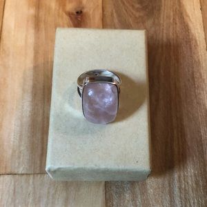 Genuine Rose Quartz & Sterling Silver Ring Size 6